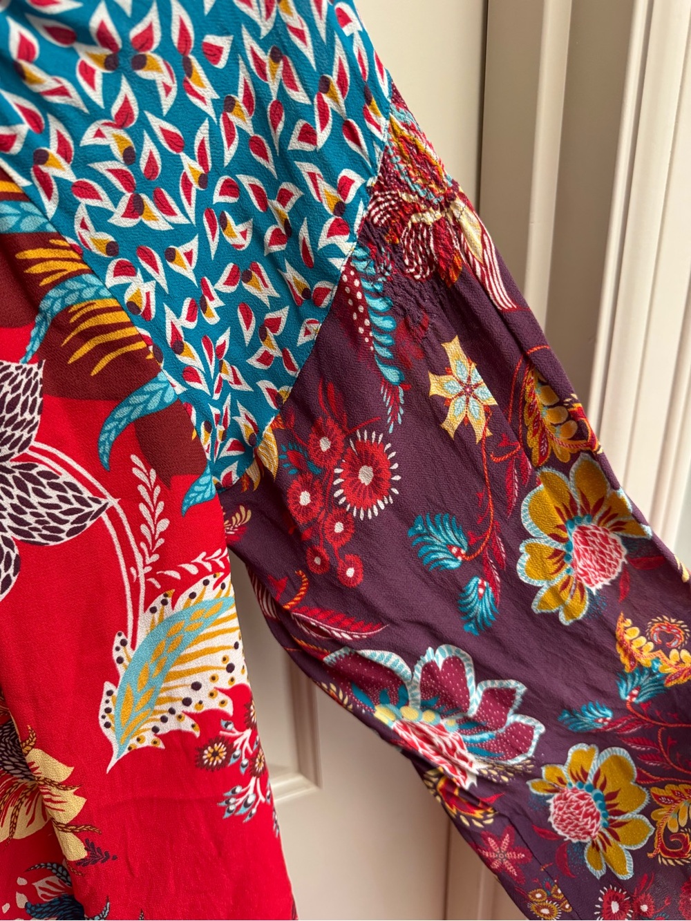 Johnny Was Tasha Red Multi Floral Peasant Blouse - Picture 6 of 8